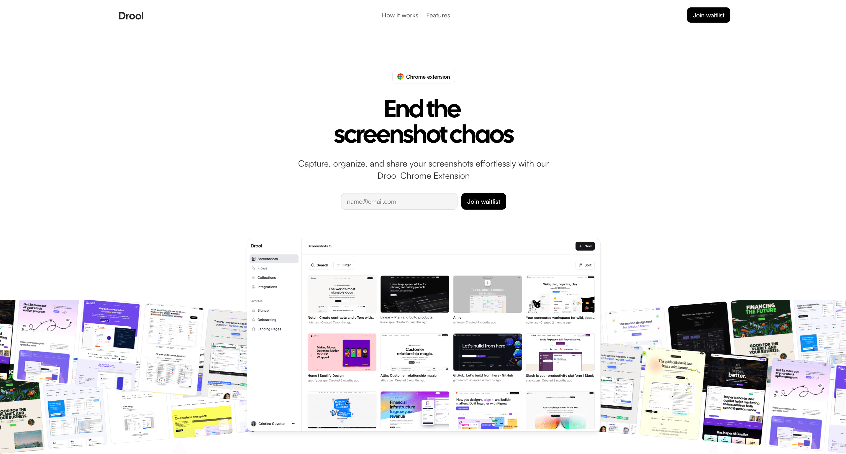 Dashboard of the Drool webapp
